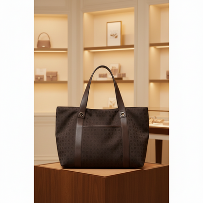 Bvlgari Logomania Sophia Large Tote Women's Canvas,Leather Tote Bag Brown