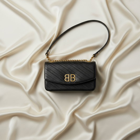 Balenciaga BB Logo Chain Shoulder Bag 526682 Women's Leather Shoulder Bag Black