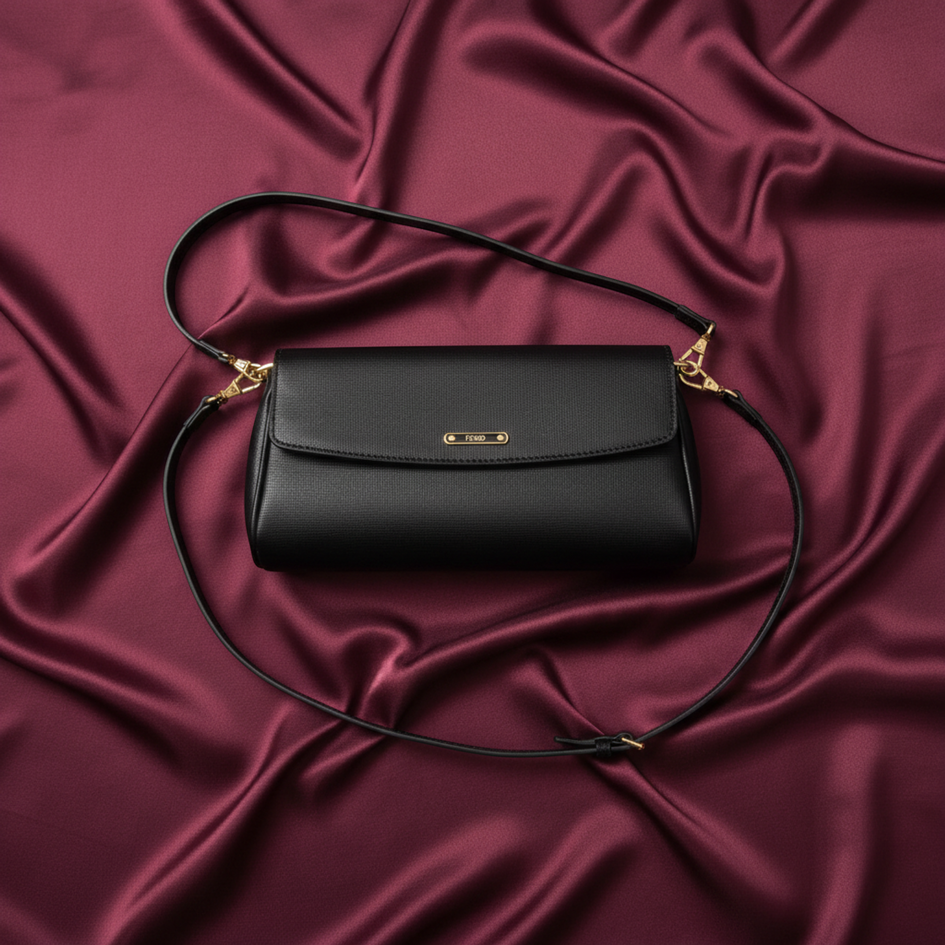 Fendi Mini Pouch 8M0327 Women's Leather Pouch,Shoulder Bag Black