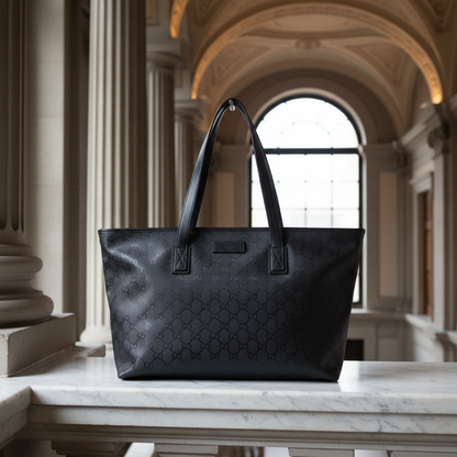 Gucci GG Imprimé 211137 Women's GG Imprimé,Leather Handbag,Tote Bag Black