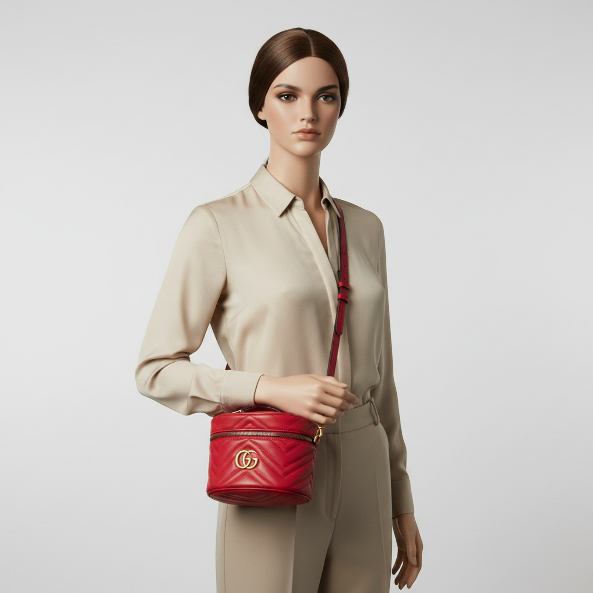 Gucci GG Marmont Quilting 598594 Women's Leather Backpack Red Color