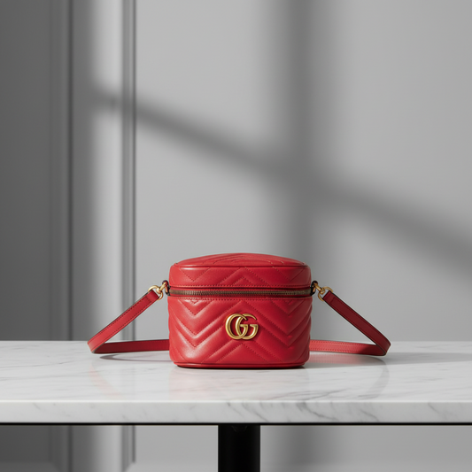 Gucci GG Marmont Quilting 598594 Women's Leather Backpack Red Color