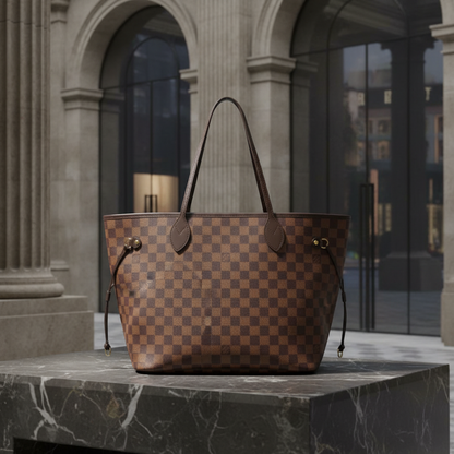 Louis Vuitton Damier Neverfull MM N51105 Women's Tote Bag Brown