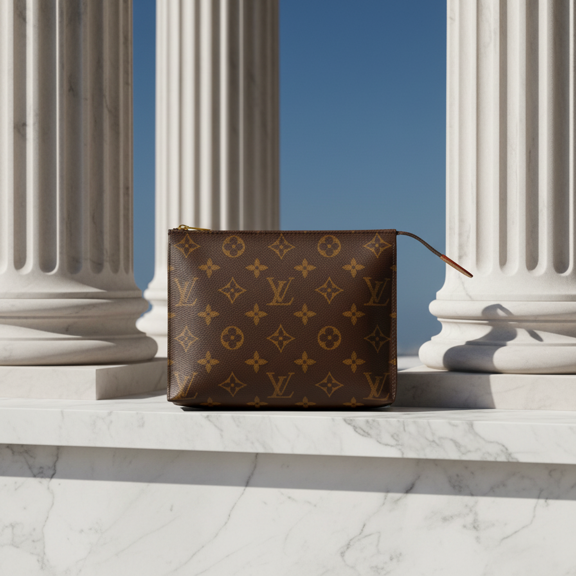 Louis Vuitton Monogram Pochette Toilet 19 M47544 Women,Men Pouch Brown