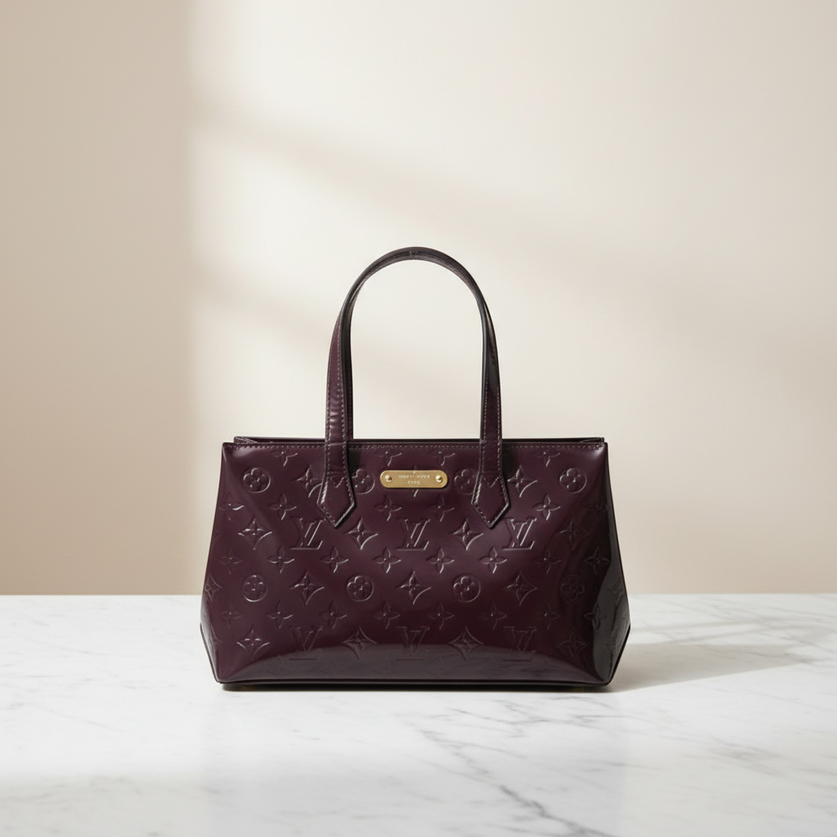 Louis Vuitton Monogram Vernis Wilshire PM M93641 Women's Handbag Amarante