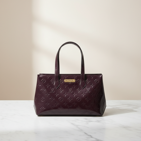 Louis Vuitton Monogram Vernis Wilshire PM M93641 Women's Handbag Amarante