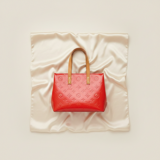 Louis Vuitton Monogram Vernis Reade PM M91088 Women's Handbag Rouge