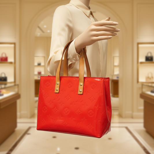 Louis Vuitton Monogram Vernis Reade PM M91088 Women's Handbag Rouge