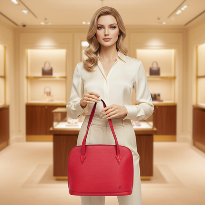 Louis Vuitton Epi Lussac M52287 Women's Shoulder Bag Castilian Red