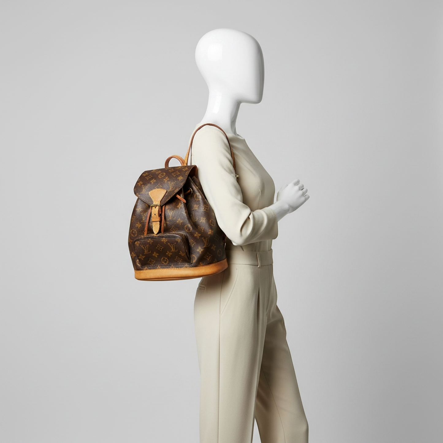 Louis Vuitton Monogram Montsouris MM M51136 Women's Backpack Brown