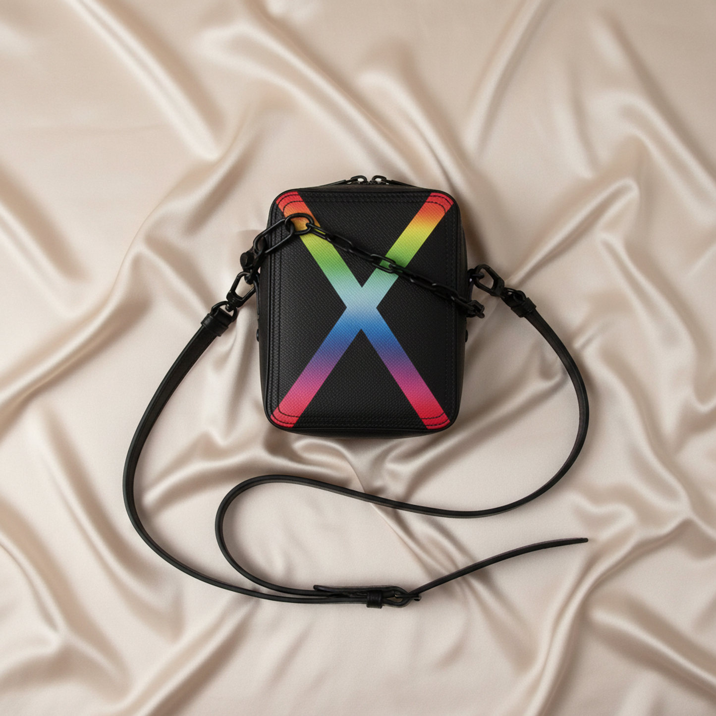 Louis Vuitton Taiga Danube Messenger M30332 Men's Shoulder Bag Black,Multi-color