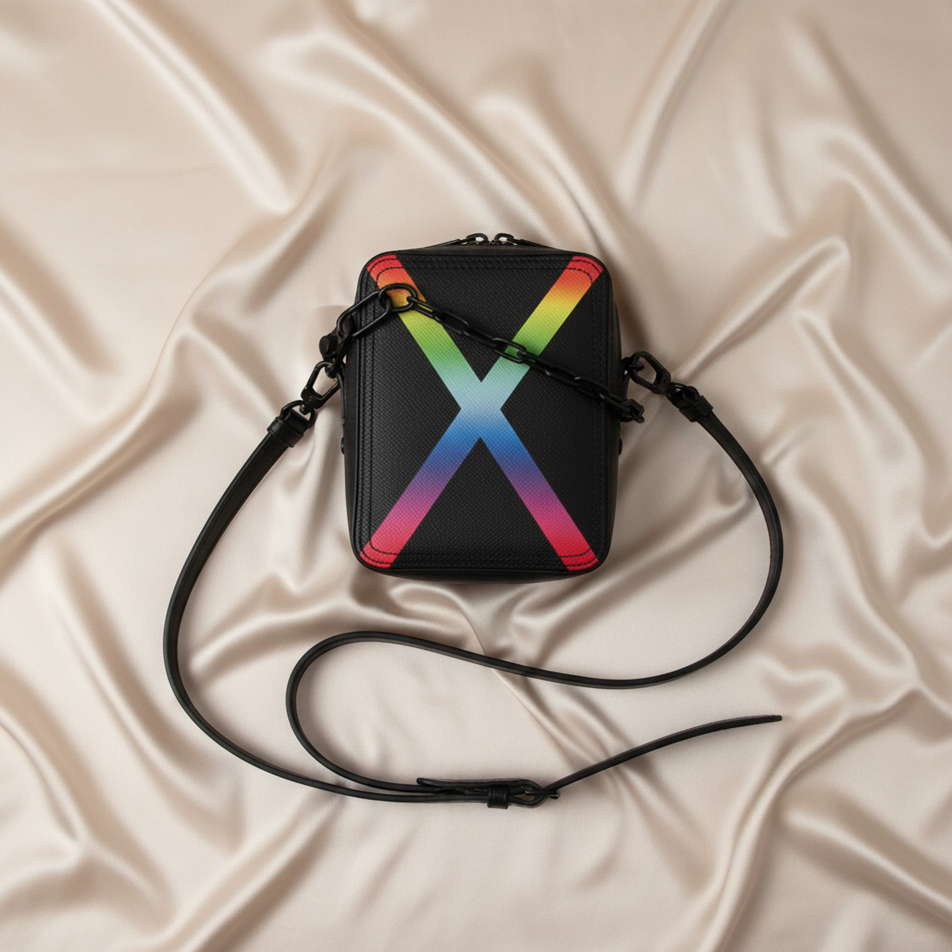 Louis Vuitton Taiga Danube Messenger M30332 Men's Shoulder Bag Black,Multi-color