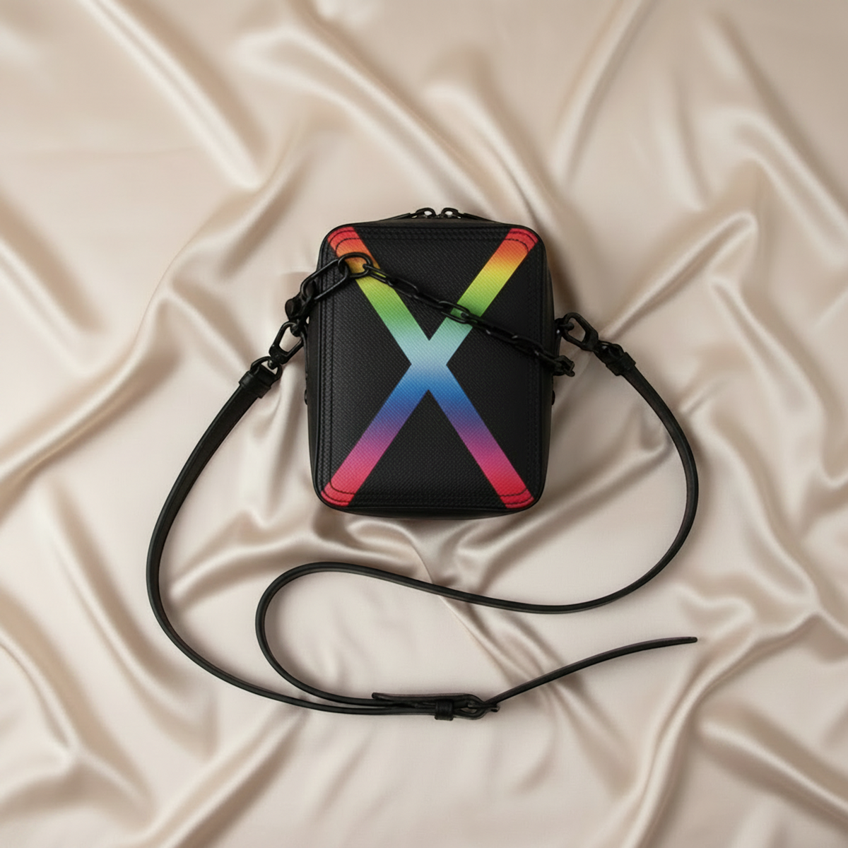 Louis Vuitton Taiga Danube Messenger M30332 Men's Shoulder Bag Black,Multi-color
