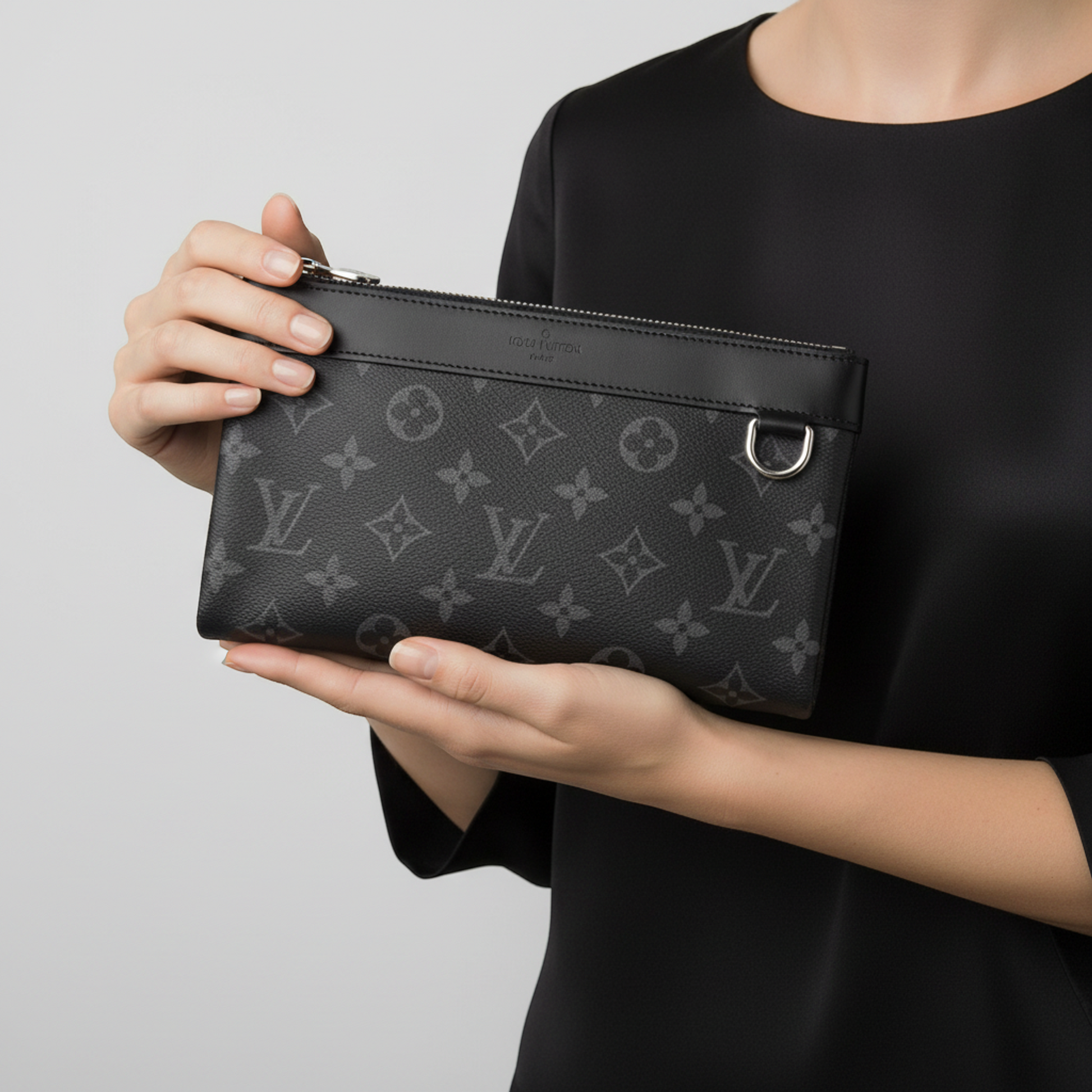 Louis Vuitton Monogram Eclipse Pochette Discovery PM M44323 Men's Clutch Bag,Pouch Monogram Eclipse