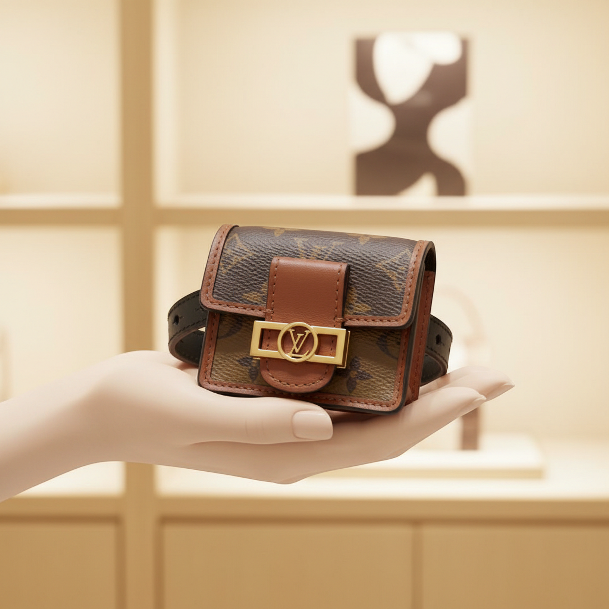 Louis Vuitton Monogram Brasslet Party Dauphine M6786A Men,Women Pouch Brown,Light Brown