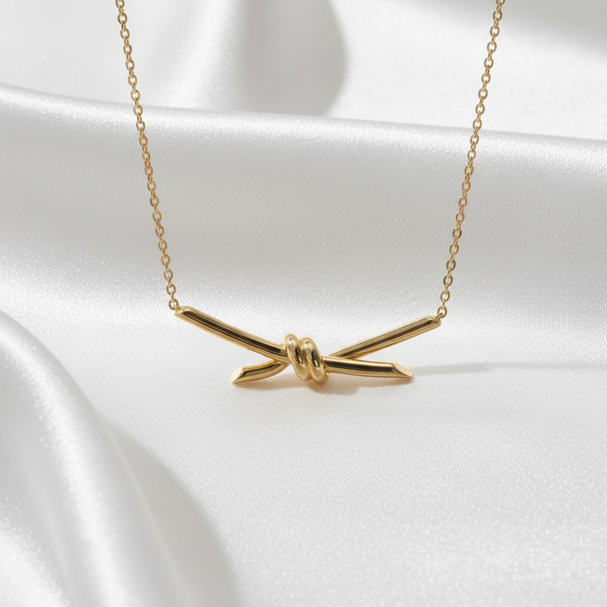Tiffany Knot Necklace Pink Gold (18K) No Stone Men,Women Fashion Pendant Necklace (Pink Gold)