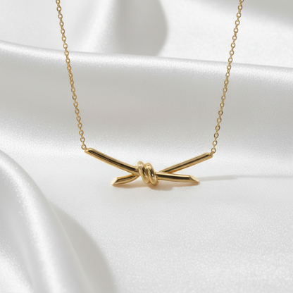 Tiffany Knot Necklace Pink Gold (18K) No Stone Men,Women Fashion Pendant Necklace (Pink Gold)