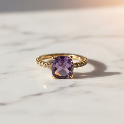 Pomellato Nudo Ring Amethyst Full Diamond Pink Gold (18K) Fashion Diamond,Amethyst Band Ring Pink Gold