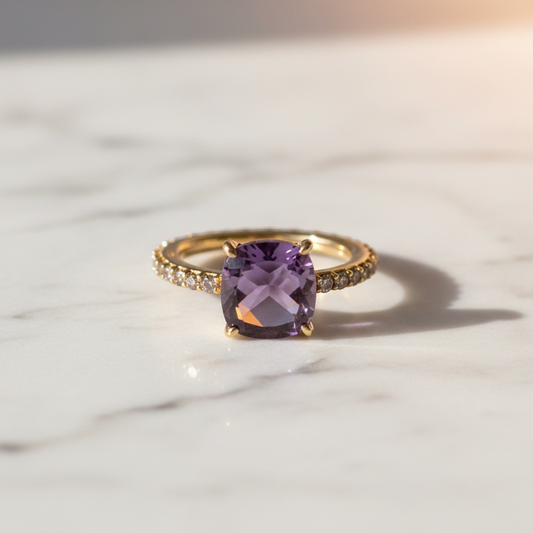 Pomellato Nudo Ring Amethyst Full Diamond Pink Gold (18K) Fashion Diamond,Amethyst Band Ring Pink Gold