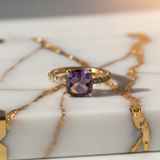 Pomellato Nudo Ring Amethyst Full Diamond Pink Gold (18K) Fashion Diamond,Amethyst Band Ring Pink Gold