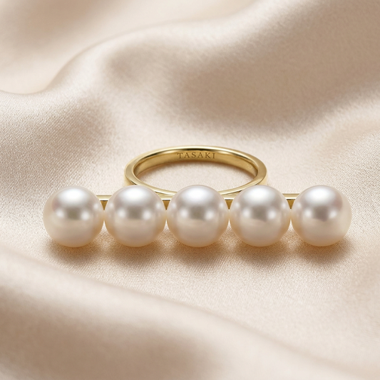 Tasaki Balance Signature Ring R4398 Yellow Gold (18K) Fashion Pearl Band Ring Gold