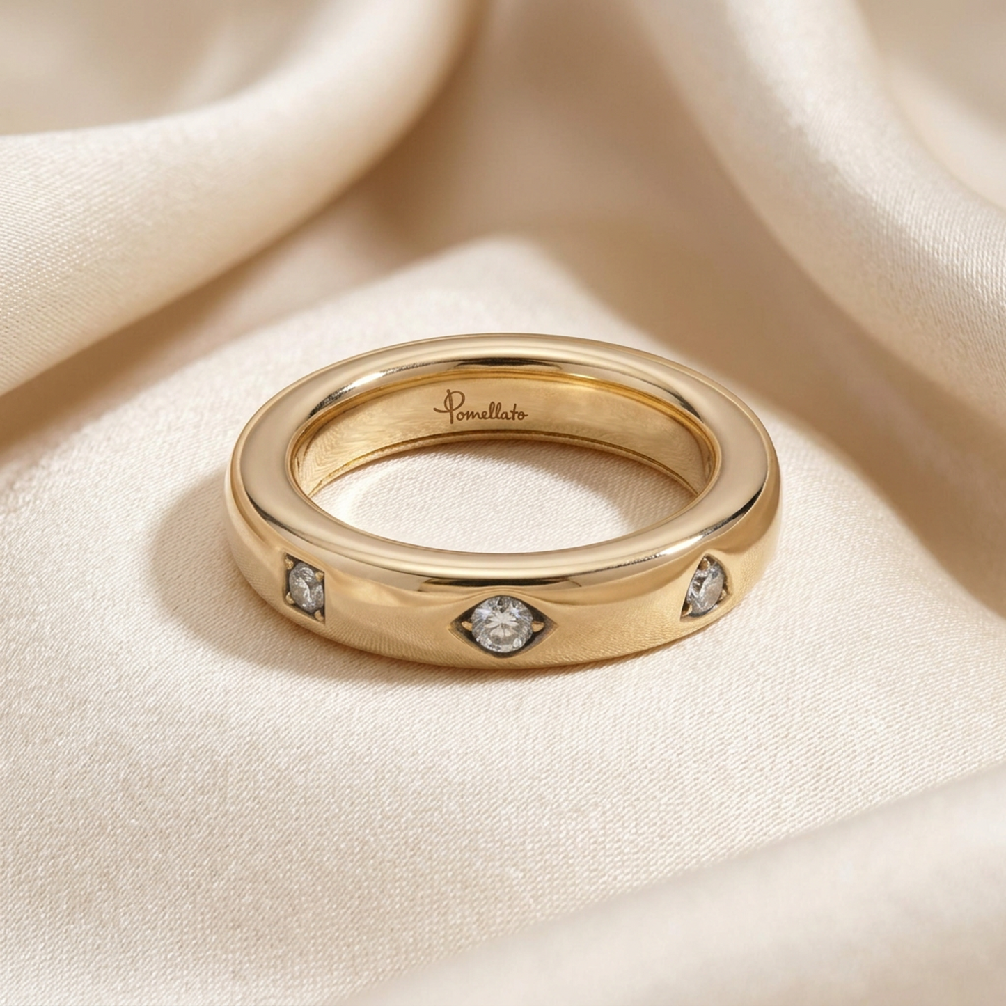 Pomellato Iconica Ring 3P Diamond Extra Slim Pink Gold (18K) Fashion Diamond Band Ring Pink Gold