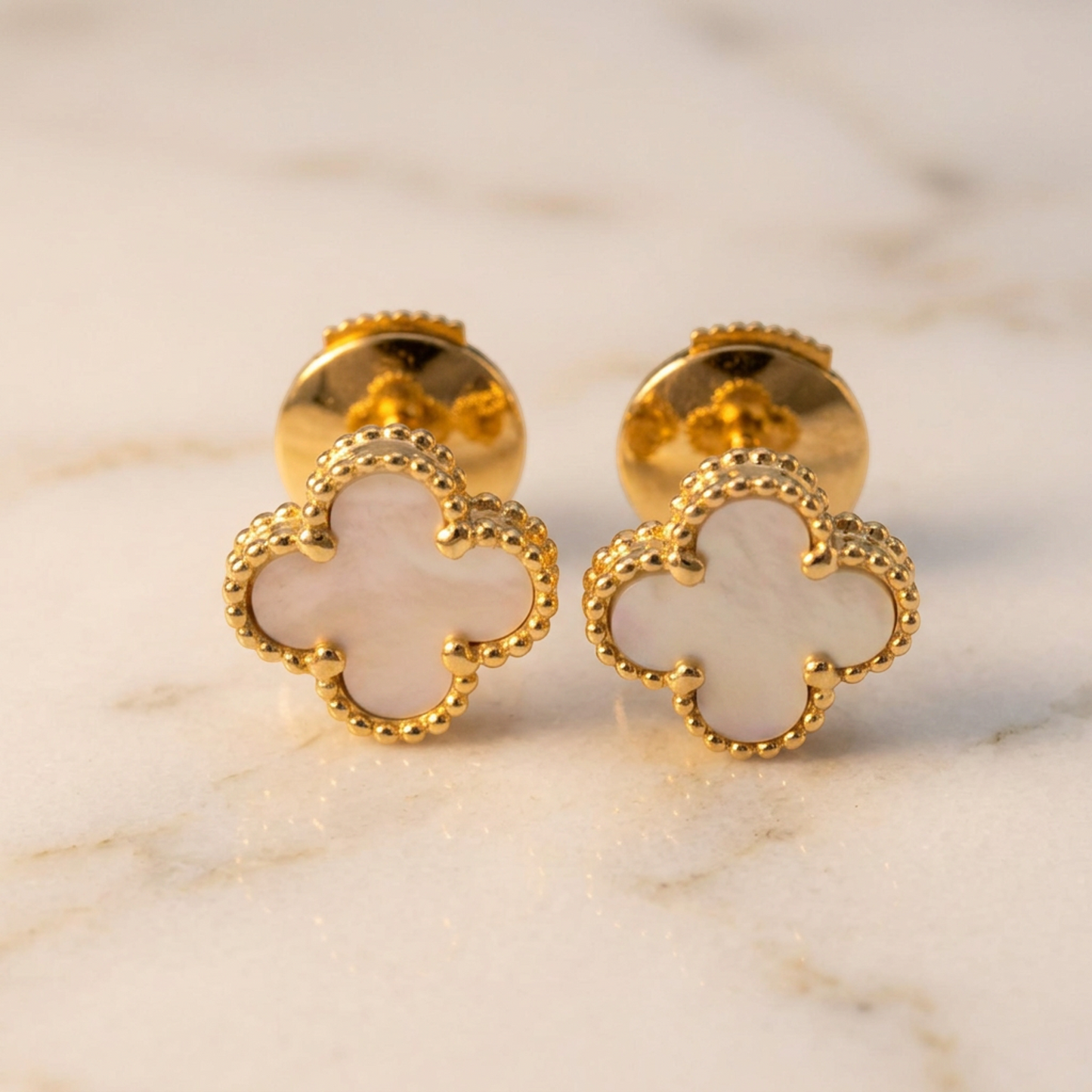 Van Cleef & Arpels Sweet Alhambra Mother Of Pearl Yellow Gold (18K) Stud Earrings Gold