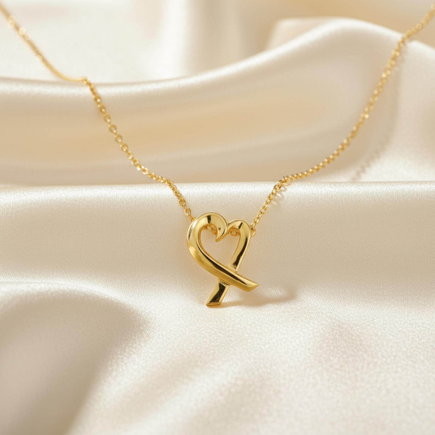 Tiffany Loving Heart Necklace Yellow Gold (18K) No Stone Men,Women Fashion Pendant Necklace (Gold)