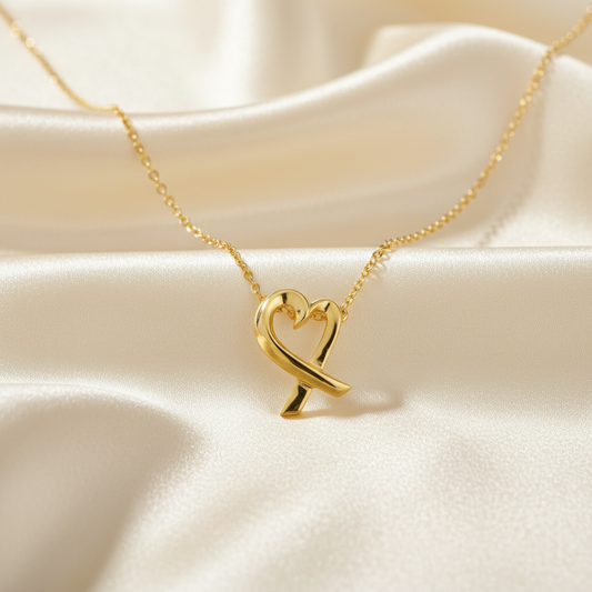 Tiffany Loving Heart Necklace Yellow Gold (18K) No Stone Men,Women Fashion Pendant Necklace (Gold)