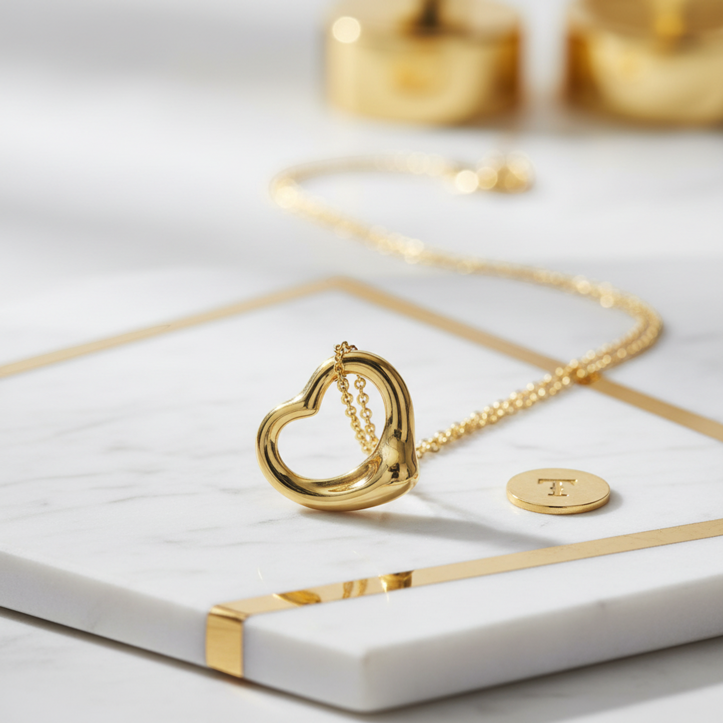 Tiffany Open Heart Yellow Gold (18K) No Stone Men,Women Fashion Pendant Necklace (Gold)