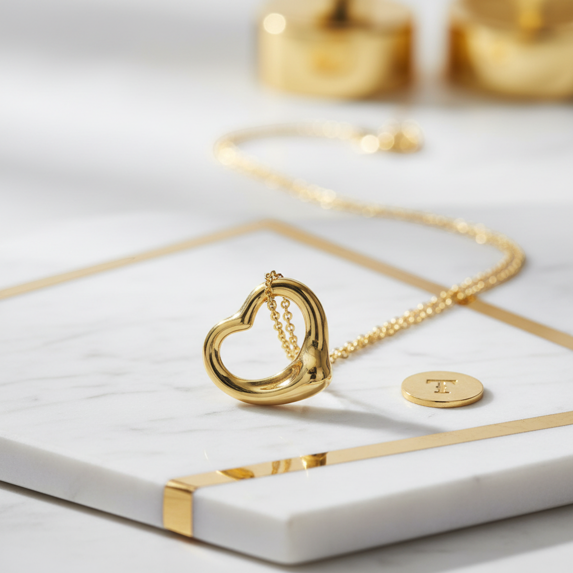 Tiffany Open Heart Yellow Gold (18K) No Stone Men,Women Fashion Pendant Necklace (Gold)