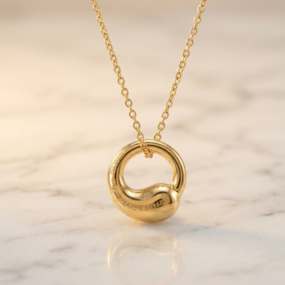 Tiffany Eternal Circle Necklace Yellow Gold (18K) No Stone Men,Women Fashion Pendant Necklace (Gold)