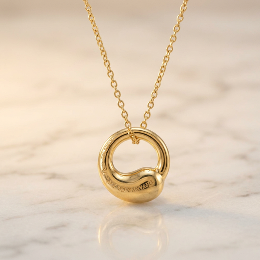 Tiffany Eternal Circle Necklace Yellow Gold (18K) No Stone Men,Women Fashion Pendant Necklace (Gold)