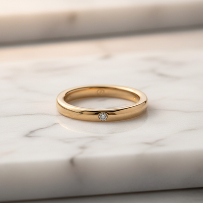 Tiffany Stacking Band Ring 1P Diamond Pink Gold (18K) Fashion Diamond Band Ring Pink Gold