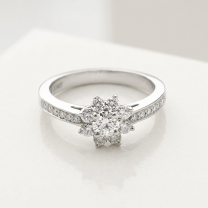 Tiffany Flora Diamond Ring Platinum Fashion Diamond Band Ring Silver