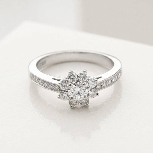 Tiffany Flora Diamond Ring Platinum Fashion Diamond Band Ring Silver
