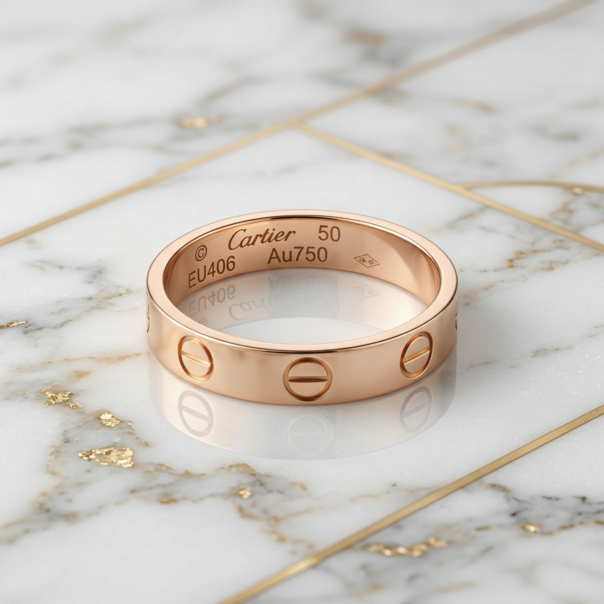 Cartier Mini Love Ring Pink Gold (18K) Fashion No Stone Band Ring Pink Gold