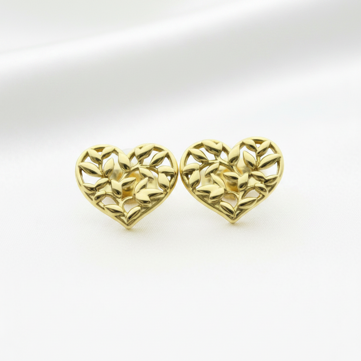 Tiffany Olive Leaf Heart Earrings No Stone Yellow Gold (18K) Stud Earrings Gold