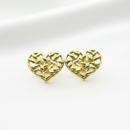 Tiffany Olive Leaf Heart Earrings No Stone Yellow Gold (18K) Stud Earrings Gold