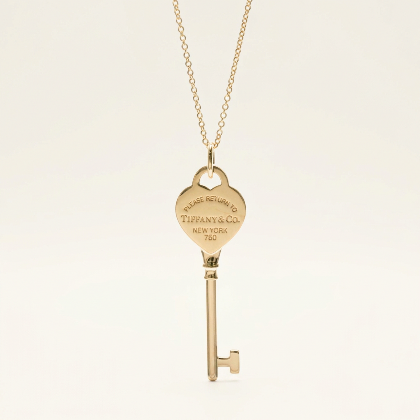 Tiffany Return To Tiffany Heart Key Necklace Pink Gold (18K) No Stone Women,Men Fashion Pendant Necklace (Pink Gold)