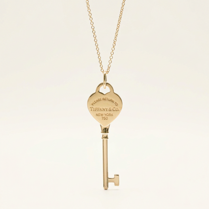 Tiffany Return To Tiffany Heart Key Necklace Pink Gold (18K) No Stone Women,Men Fashion Pendant Necklace (Pink Gold)