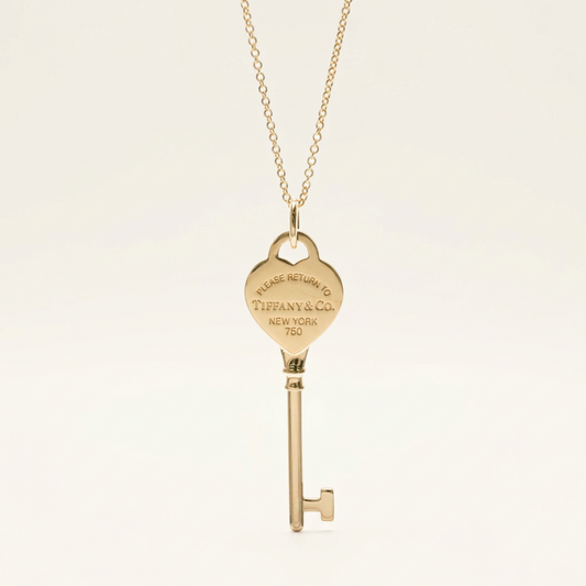 Tiffany Return To Tiffany Heart Key Necklace Pink Gold (18K) No Stone Women,Men Fashion Pendant Necklace (Pink Gold)