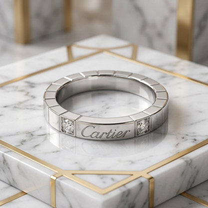 Cartier Lanieres Ring With 2 Diamonds White Gold (18K) Fashion Diamond Band Ring Silver