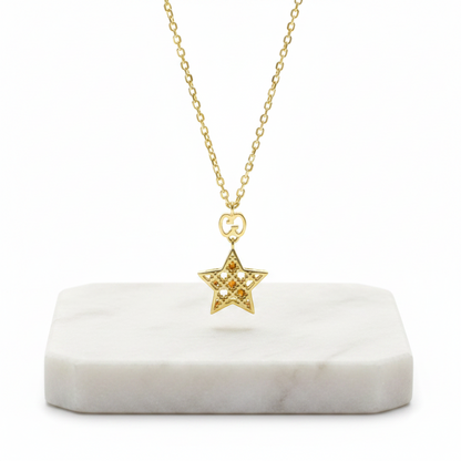 Gucci Diamantissima Star Necklace Yellow Gold (18K) No Stone Men,Women Fashion Pendant Necklace (Gold)