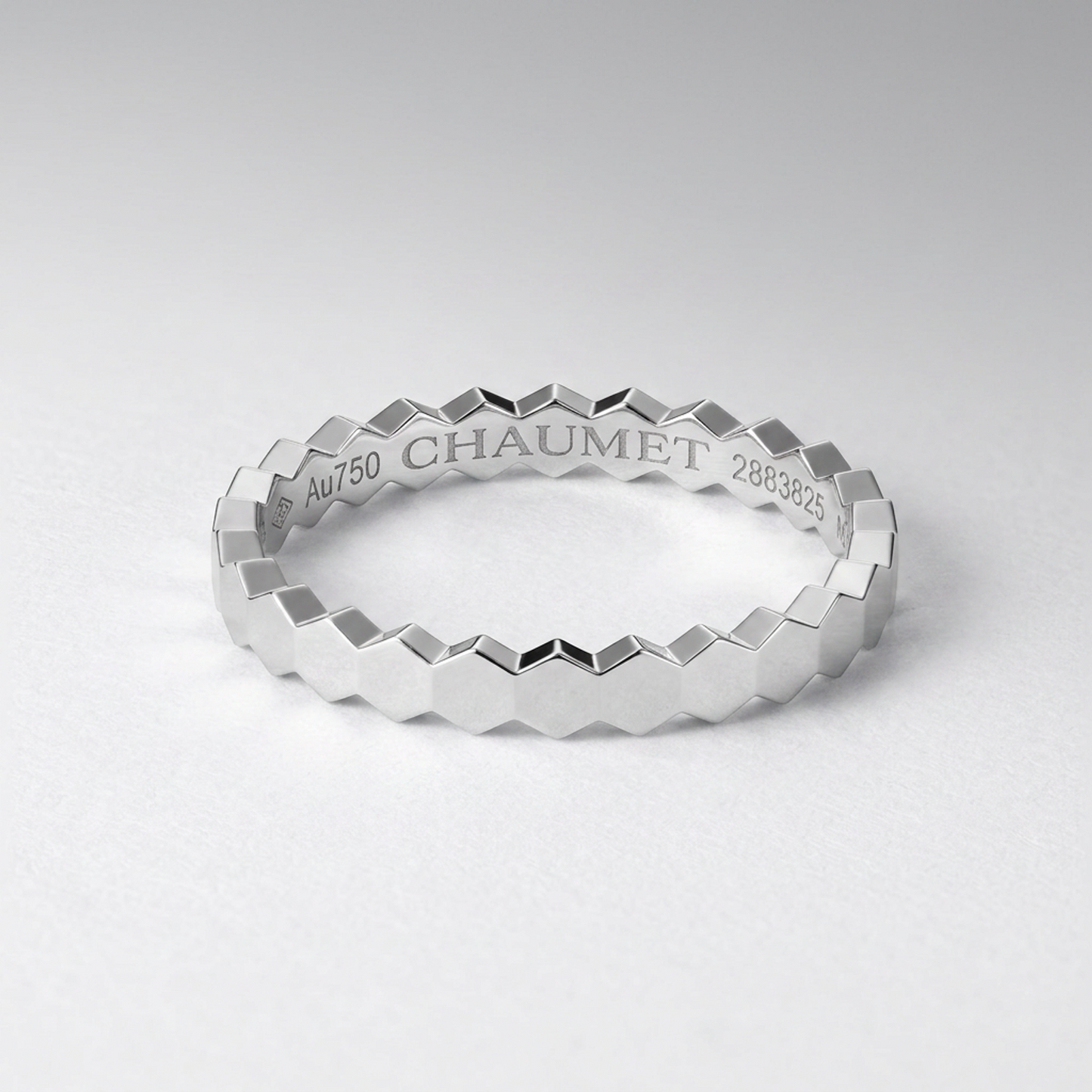 Chaumet Be My Love Honeycomb Ring 081930-049 White Gold (18K) Fashion No Stone Band Ring Silver