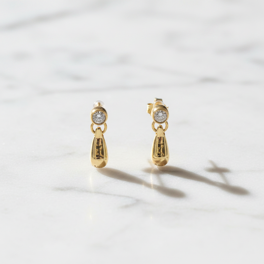 Tiffany Teardrop Diamond Earrings Diamond Yellow Gold (18K) Drop Earrings Gold