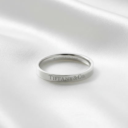 Tiffany Flat Band Ring Platinum Fashion No Stone Band Ring Silver