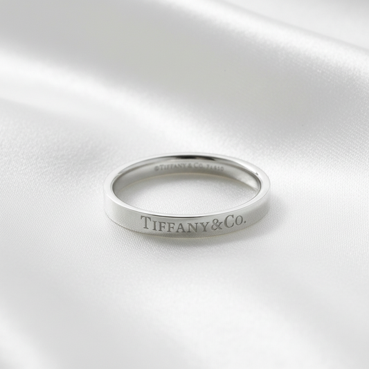 Tiffany Flat Band Ring Platinum Fashion No Stone Band Ring Silver