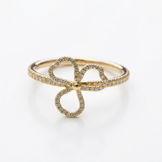 Tiffany Paper Flower Diamond Open Flower Ring Pink Gold (18K) Fashion Diamond Band Ring Pink Gold