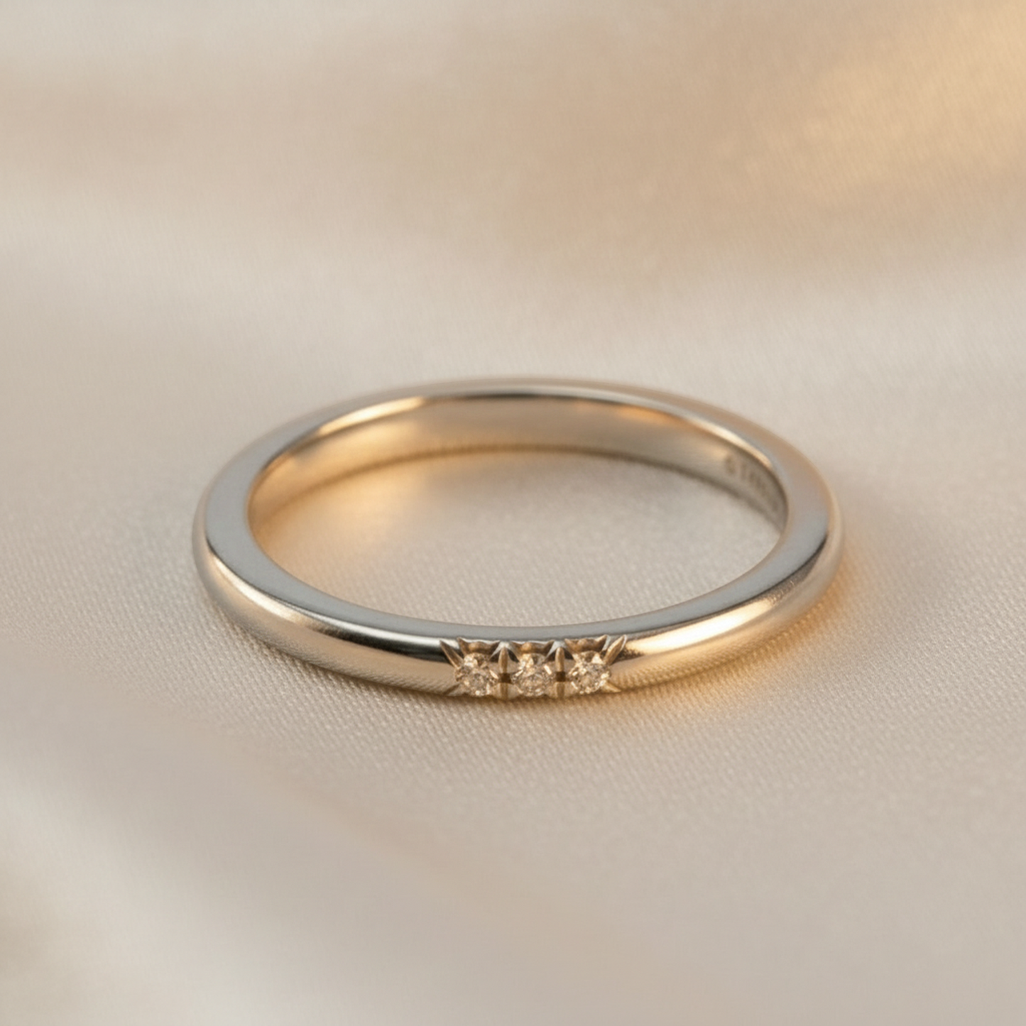 Tiffany Forever Wedding 3P Diamond Platinum Fashion Diamond Band Ring Silver
